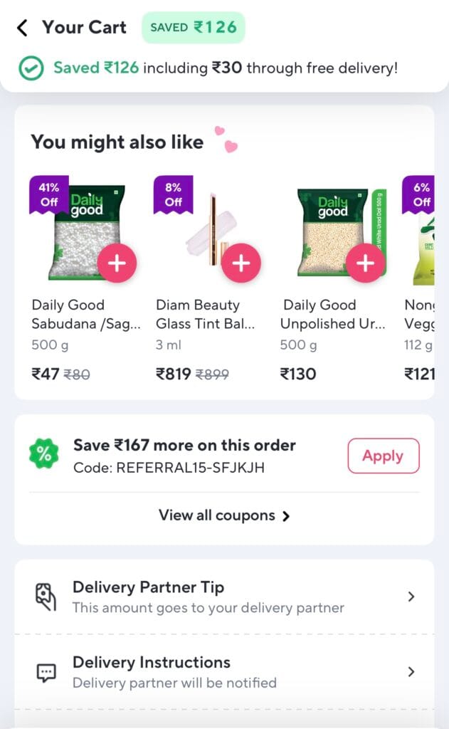 Apply Zepto discount code first order